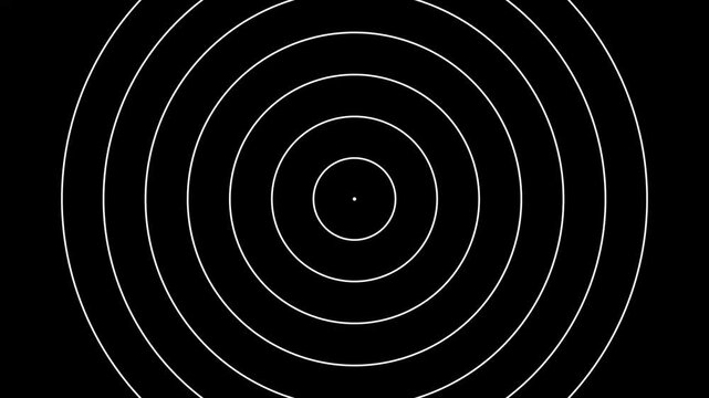 Abstract Minimalist Concentric Circles Radiating Outward in Monochrome Digital Motion Design