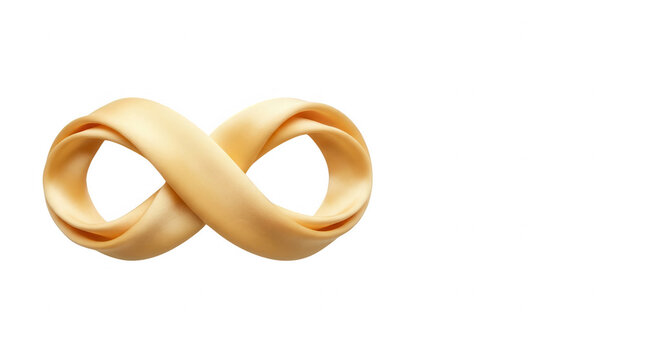 Um s&iacute;mbolo de infinito dourado elegante e minimalista isolado sobre um fundo branco, representando conceitos de eternidade, continuidade e possibilidades ilimitadas em design moderno.