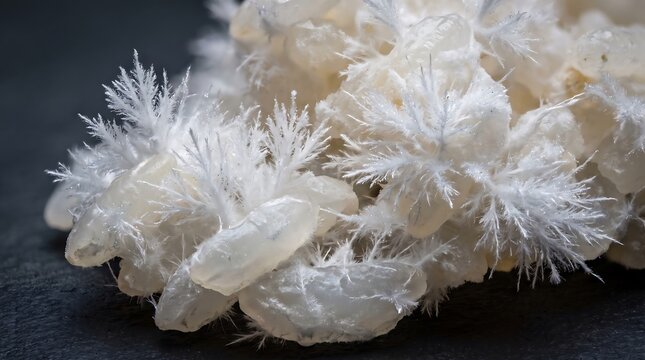 Macro Closeup of White Koji Mold Mycelium Growing on Fermented Rice Grains