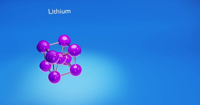 Lithium crystal structure. 3d render video.