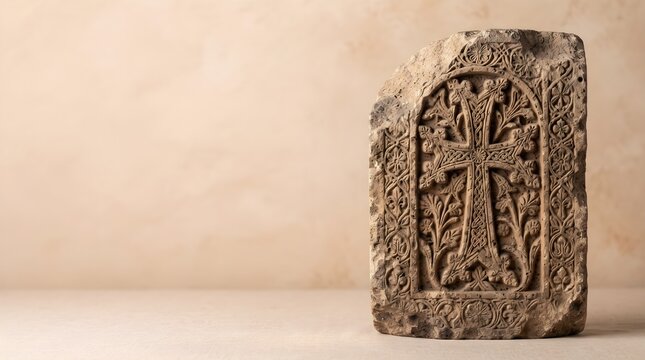 Carved Stone Khachkar Detail Armenia Independence Day Web Banner 16:9