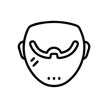 Leatherface horror mask outline, creepy Halloween costume graphic.