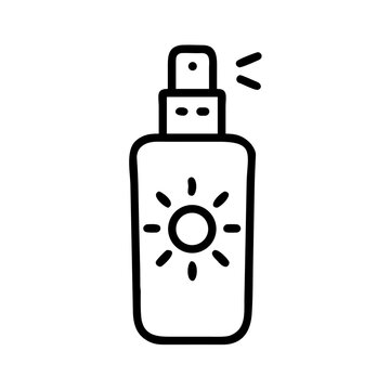 Sunscreen spray icon linear vector illustration on transparent background.