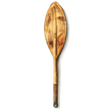 Canoe Paddle, vector watercolor, clipart, isolated on a white background.