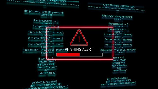 Phishing alert System safety, privacy protection. Hacker attack Security Alert Cyber security concept. computer hacking warning, message hacked alert warning hacked.4k video