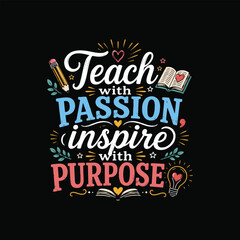 Obraz premium Floral ornament with educational quote and school supplies vector illustration
