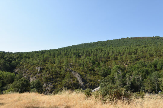 View of the Sierra de la Culebra from the village of Linarejos. Zamora province; Castile and Leon; Spain