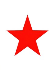 Fototapeta premium Red Five-Pointed Star Icon Isolated on White Background, Simple Graphic Element for Design and Decoration