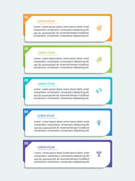 Business infographic template with 5 options, steps, process chart	
