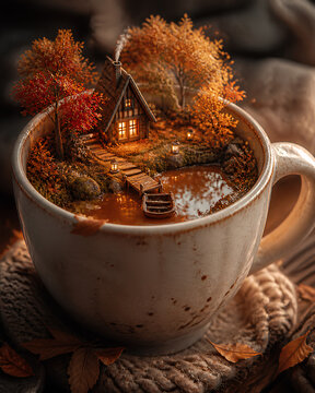 Steaming gourmet pumpkin soup garnished with cream and seeds in rustic ceramic bowl on wooden table