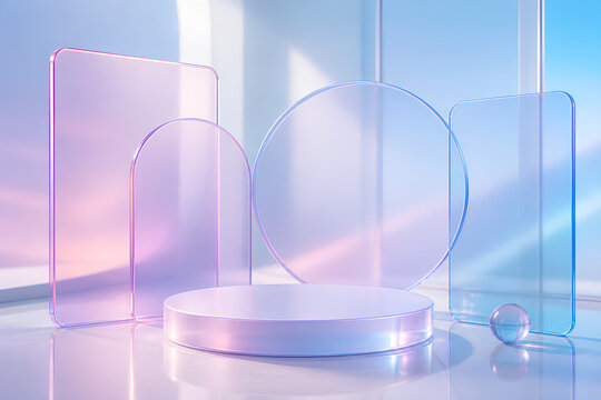 Empty transparent plastic shopping bags with soft pastel light reflection on glossy surface