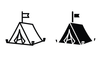 Camping tent with flag vector icon isolated on transparent background for travel design © Mijan 
