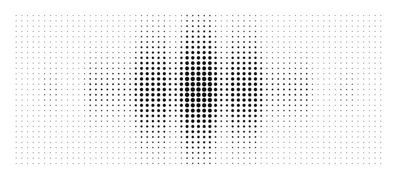 Abstract halftone pattern background with varying dot sizes creating a central focus effect isolated on transparent background