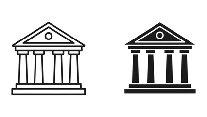 Fototapeta premium Classical building with pillars vector icon isolated on transparent background