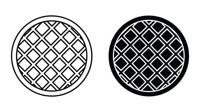 Circular waffle or grate pattern icon isolated on transparent background vector