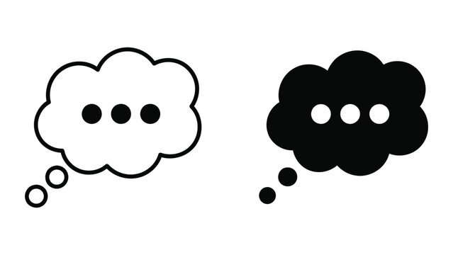 Thought bubble icon set with ellipsis for chat and communication vector flat design style