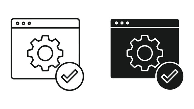 Software settings cogwheel with checkmark in a professional vector icon set