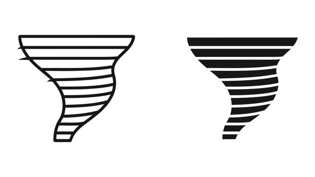 Tornado weather disaster vector icon in outline and solid black style for climate reports