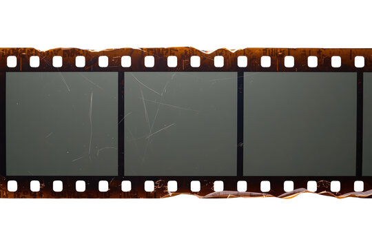 Vintage photographic film strip with blank gray frames