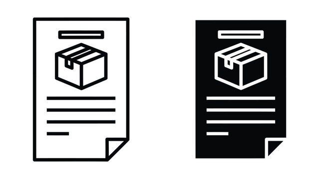 Shipping box document report vector icon in linear and solid design styles
