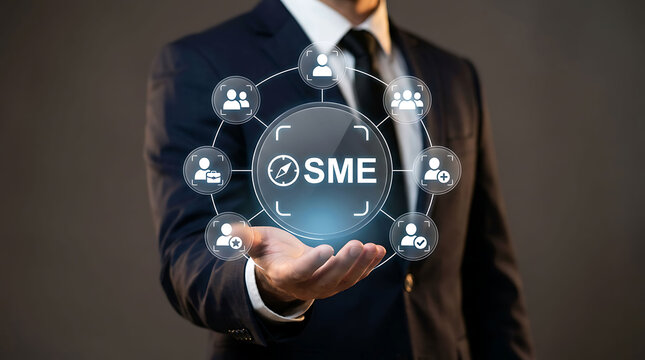 Businessman Holding SME Small Medium Enterprise Virtual Network Interface