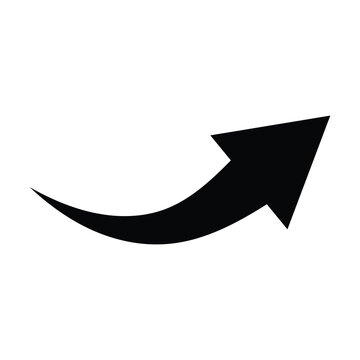 curved arrow icon. upward swooping direction pointer symbols for motion navigation