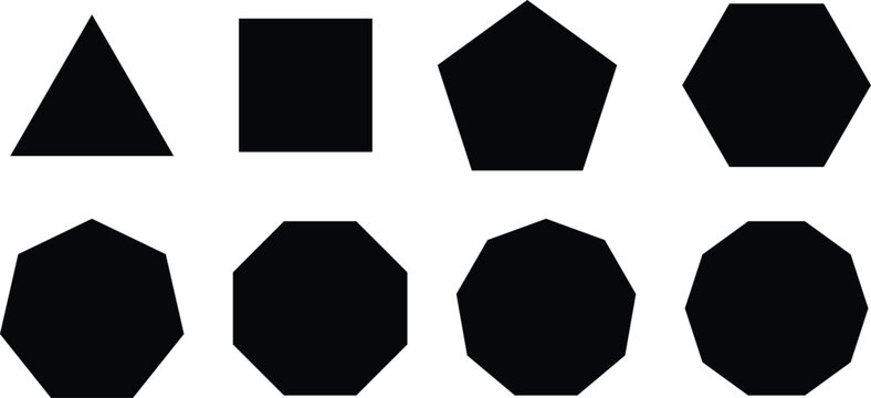 geometric various shape. polygon triangle square pentagon hexagon shapes