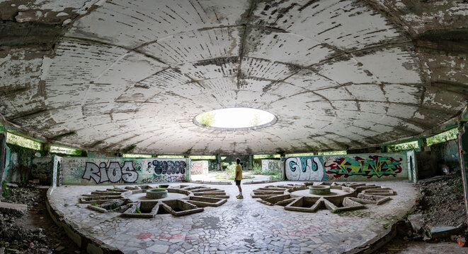 Public Bath No. 8 in Tskaltubo, central dome open to the sky, Imericia region, Georgia
