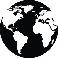 Obraz premium Black silhouette of a world map globe icon with international, silhouette
