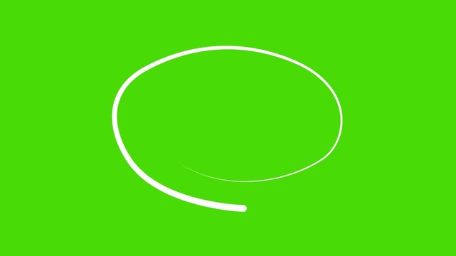 Circle highlighter scribble animation on green background. Hand drawn marker pen effect  motion. Thin line to highlight text. Alpha channel. presentations, social media reels, and creative video edits