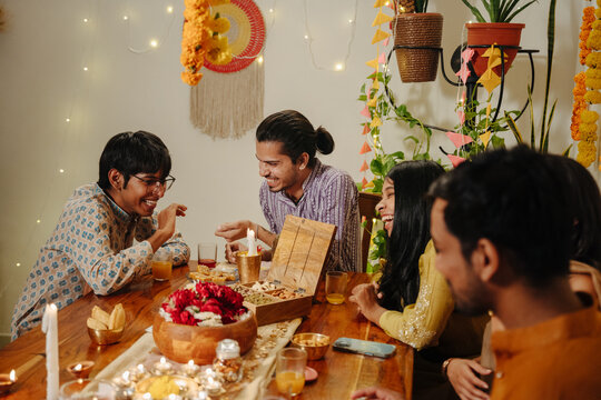 Friends Gather for Celebration at a Festive Table