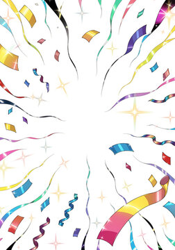 Festive Celebration Background with Colorful Confetti and Ribbons