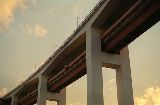 Bridge Against Golden Sky