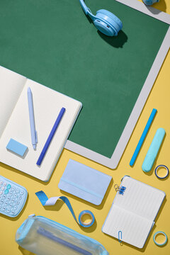 Brightly colored stationery and school supplies