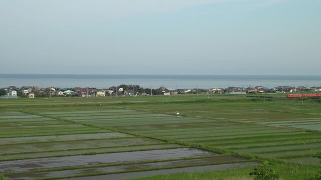 水田と海と五能線