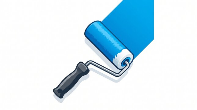 Blue Paint Roller Isolations Vector Set, Home Renovation and DIY Repair Concept, Decoration and Construction Tools, Realistic Render on White