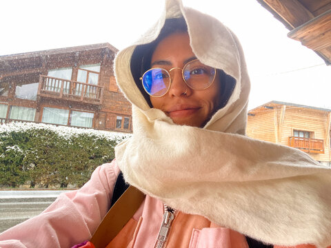 Snowy Day Selfie in Hood