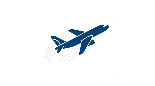 Blue airplane logo templates. Flight symbol. Speed lines. Vector icon design. Minimalist concept for airline branding.