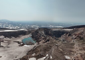 Aerial View of Gorely Volcano, Kamchatka, Russia © sanbeliaev
