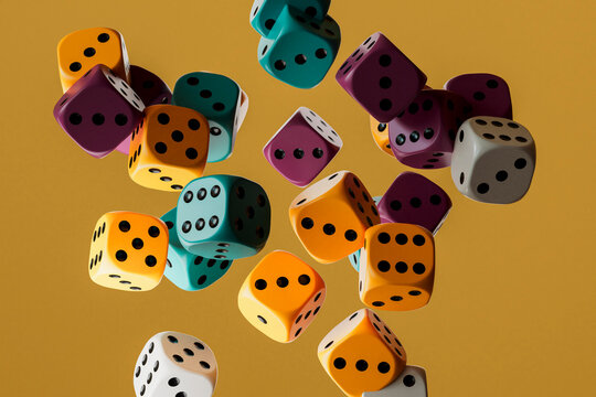 Pile of colorful gaming dice