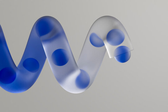 Transparent wave carrying blue spheres