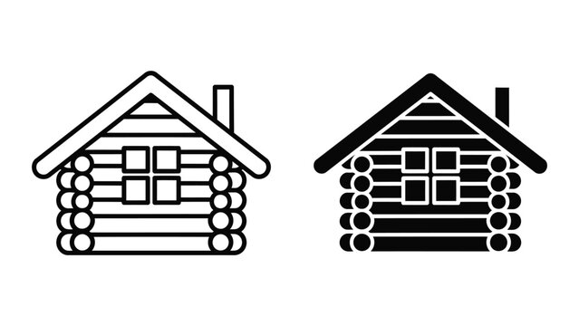 Log cabin wooden house icon for outdoor vacation and rural real estate vector illustration