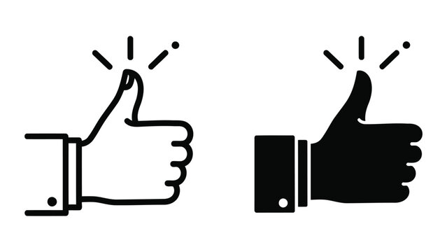 Thumbs up like and positive feedback vector icons for social media engagement