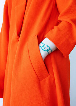 Conceptual image of time: imagenary clock drawing in wrist of hand