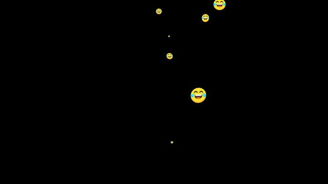 Extreme Laughing Emoji Foam Floating on a Black Background, Featuring an Energetic Ha Ha Expression
