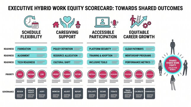 Hybrid work equity scorecard for HR policy action planning