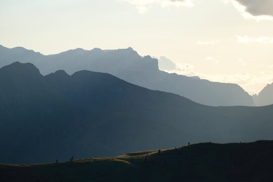 Layered mountain ridges in the Italian Dolomites