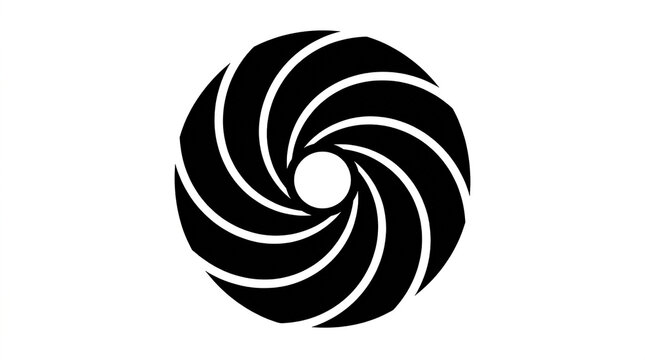 Black and white spiral circular graphic icon