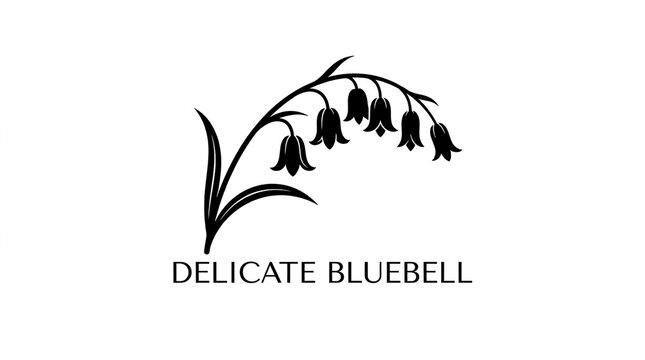 Black and white bluebell flower icon design