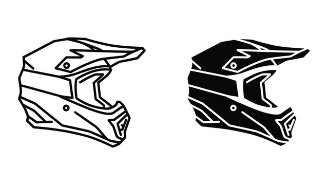 Motocross helmet vector illustration set isolated on a clean white background
